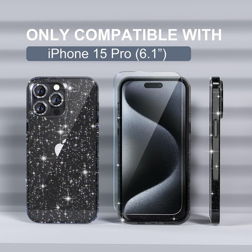 Nuovo! Custodia Choiche compatibile per iPhone 15 Pro 6,1 pollici (nero glitter)++ - Foto 7 di 7