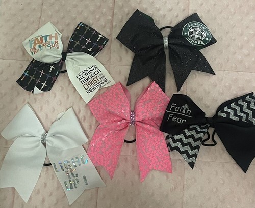 5 CHEER Competition Hair BIG Bows 7-8 Inch - 第 1/12 張圖片