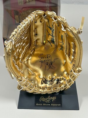 RARE Torii Hunter Signed Rawlings Mini Gold Glove Mitt COA