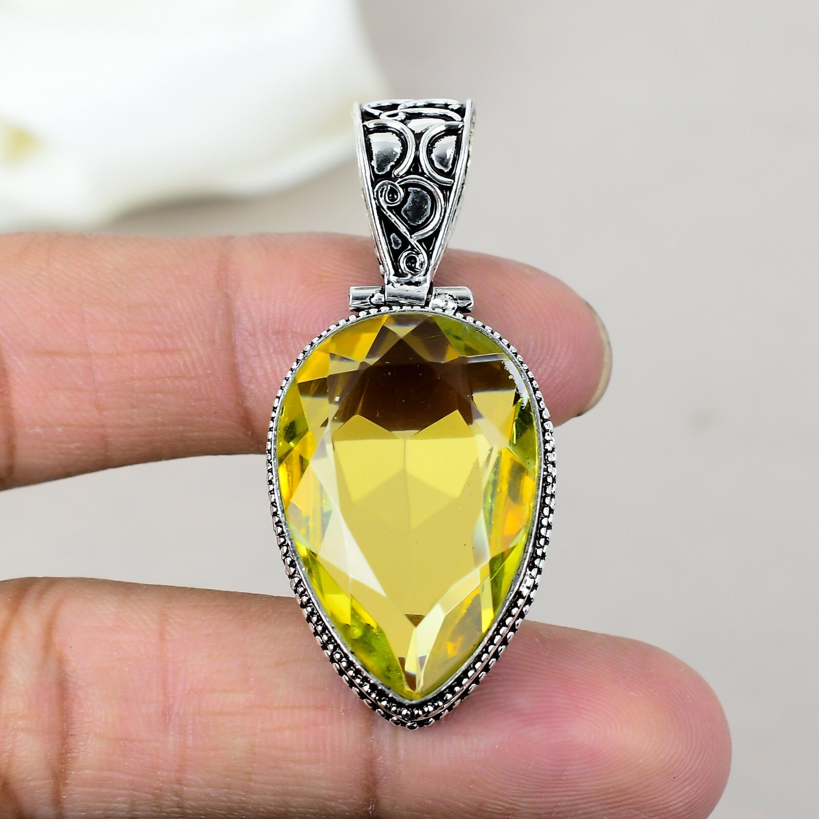Citrine Gemstone Sterling Silver Pendant Jewelry Mother Day Gift