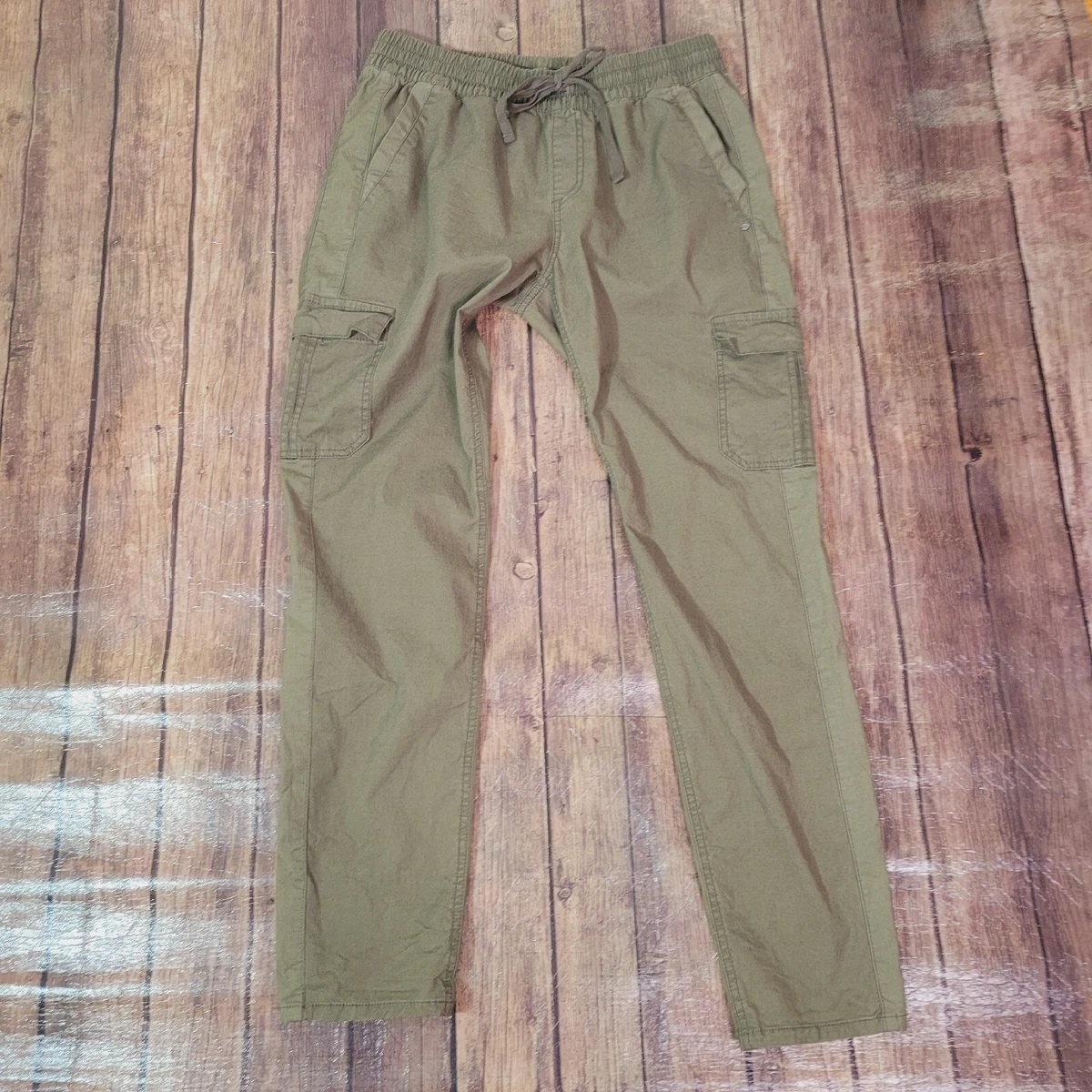 Prana Womens Pants Olive Green M Crestwood Elastic Waist Mid Rise Straight  Leg