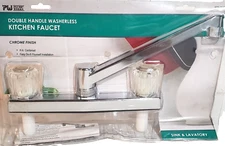 Double Handle Kitchen Faucet -Chrome Finish,Plumb Works 673-9541