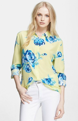 blue floral print anthropologie silk 