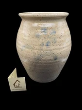 Saltbox Pottery Vase Light Blue Flower Stoneware Signed By Michelle McRobertson