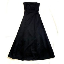 90s Black Strapless Structured Rhinestone Buckle Goth Minimalist Dress Open Back