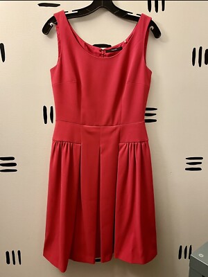 Tahari Pink/watermelon/raspberry Pleated Summer Dress Size 6