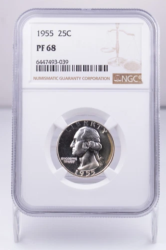 Certified 1955 Silver Washington Quarter NGC PR68 25c 