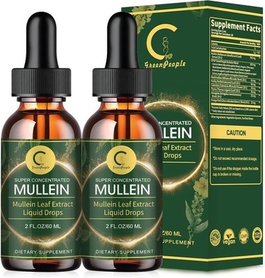 2 PACK Mullein Drops for Lungs, Detox and Cleanse Mullein Extract Supplement
