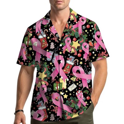 Cute Funny Pink Ribbon Hawaiian Shirt Men Women