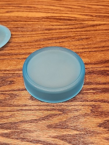 Tiffin Blue Satin Mylady Puderdose 4" Antik Glas matt blau Deckel bedeckt - Bild 7 von 7