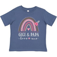 Inktastic Gigi And Papa Love Me Rainbow Toddler T-Shirt Grandchild Clothes Cute