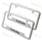 2PCS For ACURA Silver Metal Stainless Steel License Plate Frame MDX RDX TSX TL