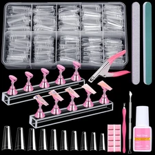 600PCS Clear Coffin Nail Tips Set - Clear Nail Tips for Acrylic Nails French ...