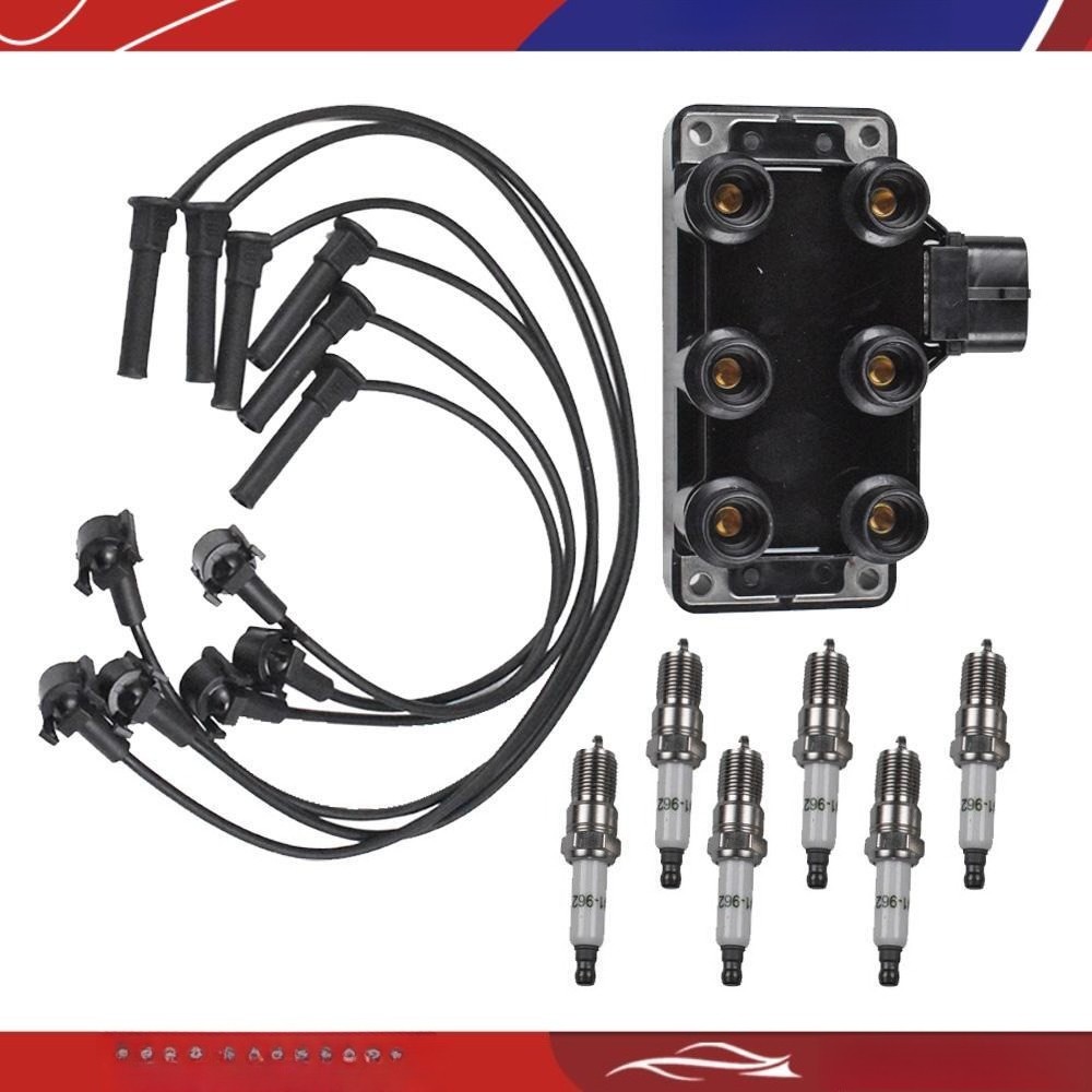 FD480 Ignition Coil & 6 Spark plug & 6 wire For Ford Explorer Sport Trac V6 4.0l