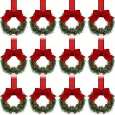 6/12pcs Christmas Wreath Bows Artificial Pine Wreaths Cabinet DoCW Holiday Decor