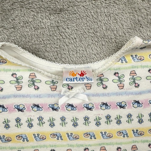 Vintage Carter's Springtime Shirt Girls Size 6 Y2K Flowers Snails S/S Adorable - Picture 5 of 8