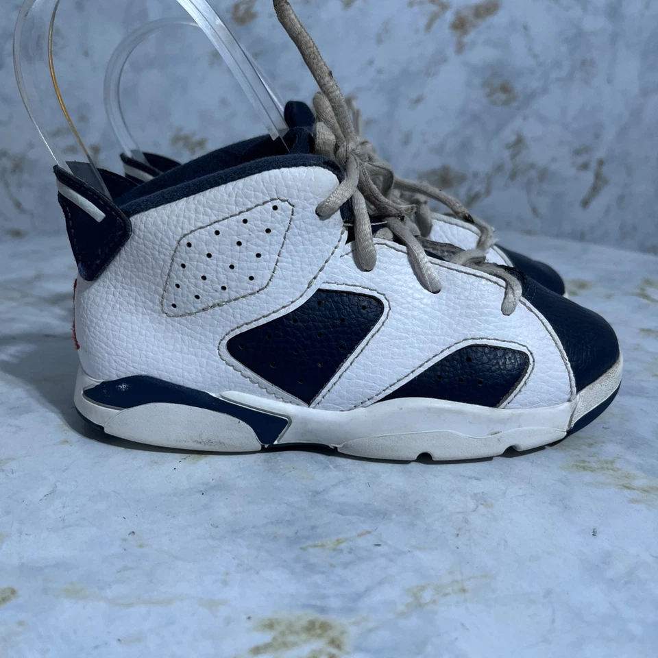 Jordan 6 Retro Olympic Kleinkind Jugend Größe 10C Schuhe weiß blau Sportschuhe
