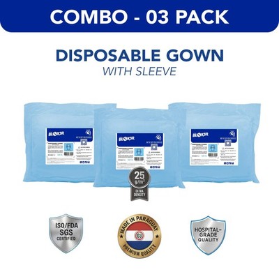Disposable Protective Gowns 3 Packs of 10 - 30 Total Elastic Cuffs