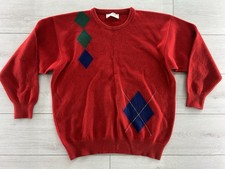 Vintage Pringle Sports Golf Jumper Pure New Wool Sweater Red Size Large