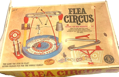 Vtg 1965 Mattel FLEA CIRCUS Magnetic Acrobatic Action Board Game *Read Desc.