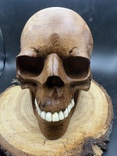 hand carved wooden skull 6Inc High 4 1/2Width
