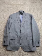 Banana Republic Blazer Mens 44R Gray Cotton Tailored Fit Sport Coat Jacket Lined