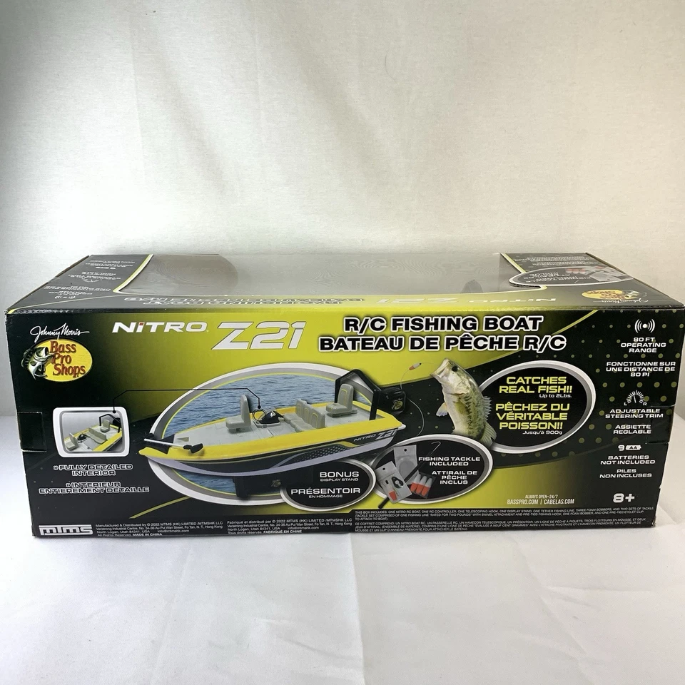 Bass Pro Shops Rare Nitro Z21 Radio Control Fishing Boat model New In Box Yellow - Image 3 of 4