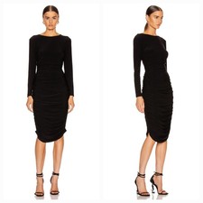 Norma Kamali Long Sleeve Shirred Waist Dress XS NWT
