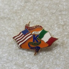 Kiwanis International Lapel Pin America and Italia United Enamel Clutch