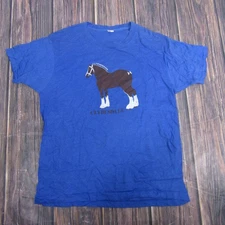 Vintage Clydesdale Shirt Mens XL Blue Horse Graphic Screen Stars 80s USA