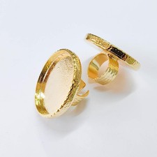 Shiny Gold Plated Ring Blank Base Bezel Setting Adjustable Ring 40mm G37843