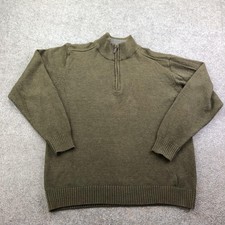 Oscar De La Renta Sweater Mens XL Green 1/4 Zip Mock Neck Knit Pullover Casual