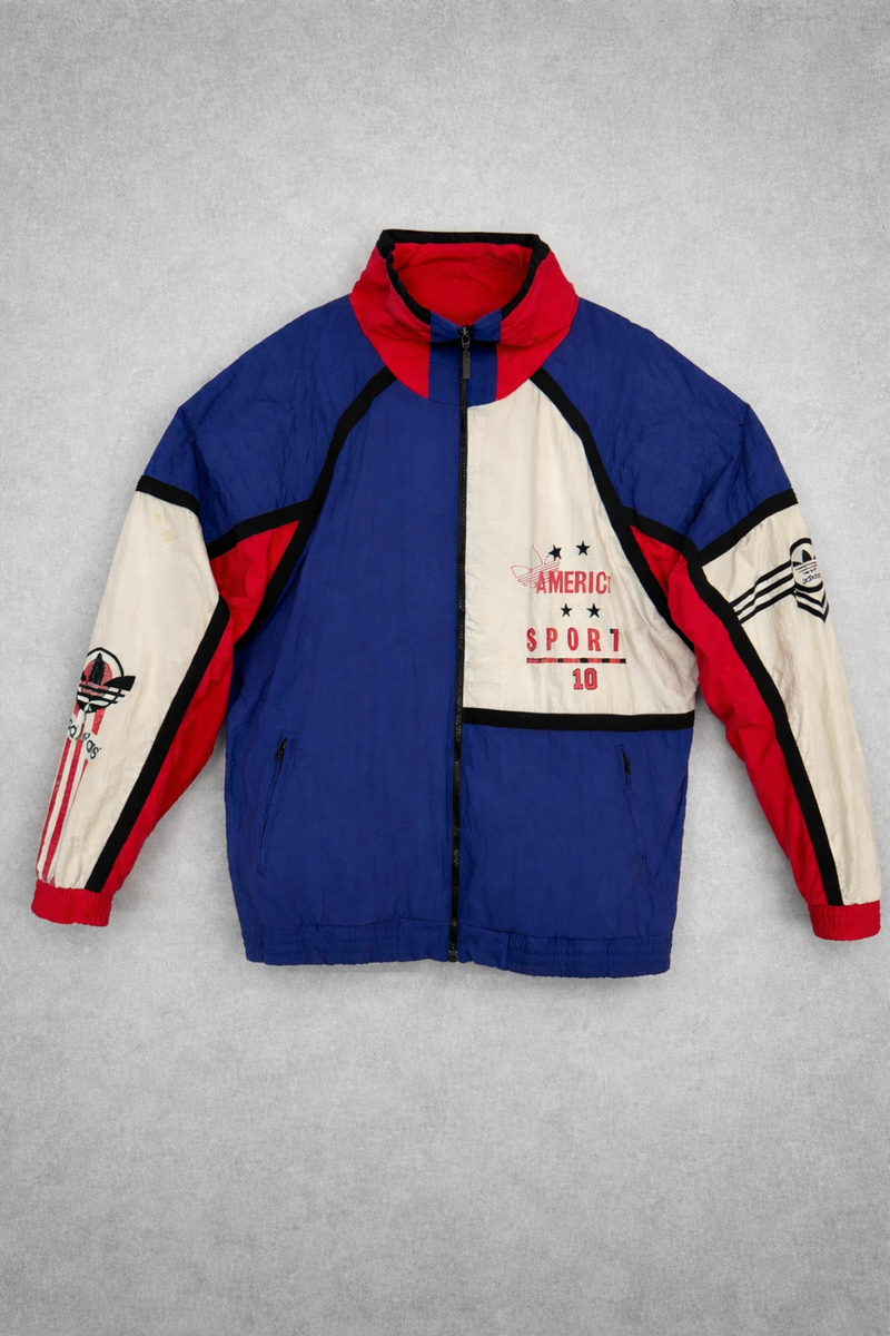 Vintage Adidas Windbreaker Jacket 90s Color Block USA Sport Big