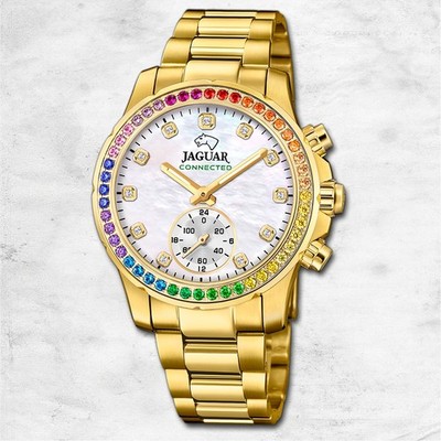Jaguar Damenuhr Edelstahl gold Jaguar Connected Armbanduhr UJ983/4