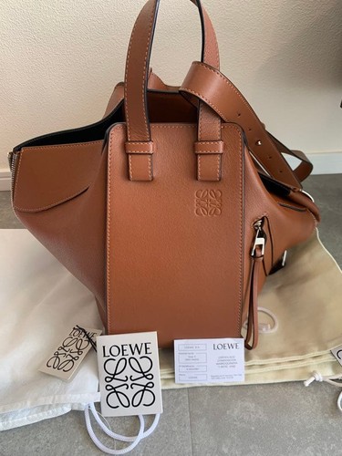 LOEWE Hammock Small Leather Bag Tan Classic Handbag Cond