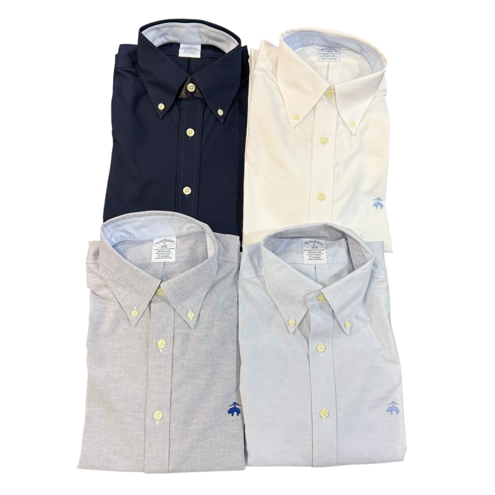 Brooks Brothers Men's Slim Fit Non Iron Solid Stretch Cotton Oxford Sport Shirt