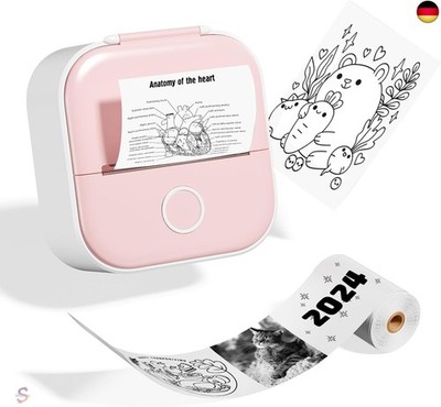 Odaro T02 Mini Drucker, Inkless Sticker Drucker Protable, Inkless Fotodrucker