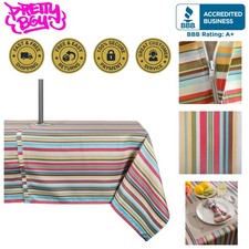 Summer Stripe Waterproof Tablecloth 84x60 for Elegant Outdoor Dining