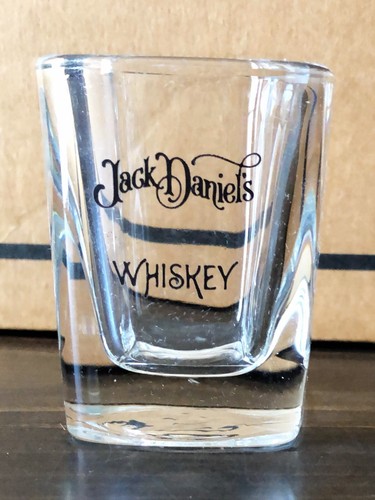 Vintage Jack Daniels Whiskey Square Heavy Shot Glass - Lynchburg, TN - Picture 1 of 5