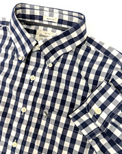 Abercrombie Fitch Muscle Fit Navy Blue Check Long Sleeve Button Down Shirt Men L