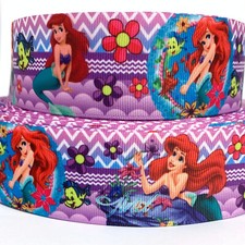 GROSGRAIN RIBBON 5/8", 7/8",1.5", 3" Little Mermaid Princess Flounder Printed