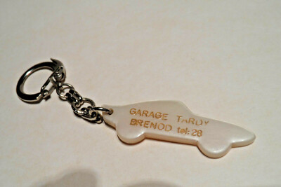 alter Schlüsselanhänger TARDY BRENOD GARAGE Tel:28 Sammler Vintage Autoform 