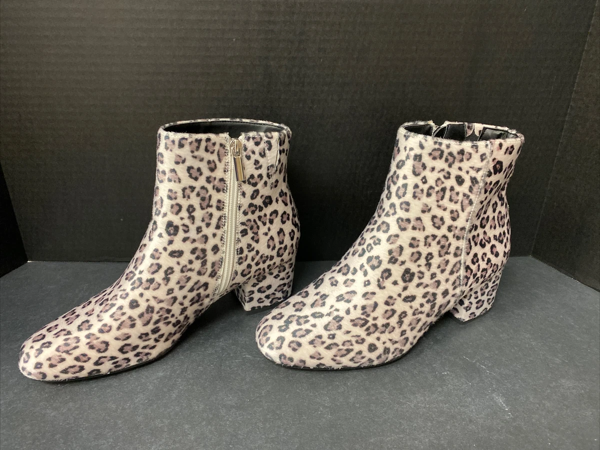 Comfortview Booties 9W Sidney Snow Leopard Calf Hair Womens Wide Width Boots  | eBay