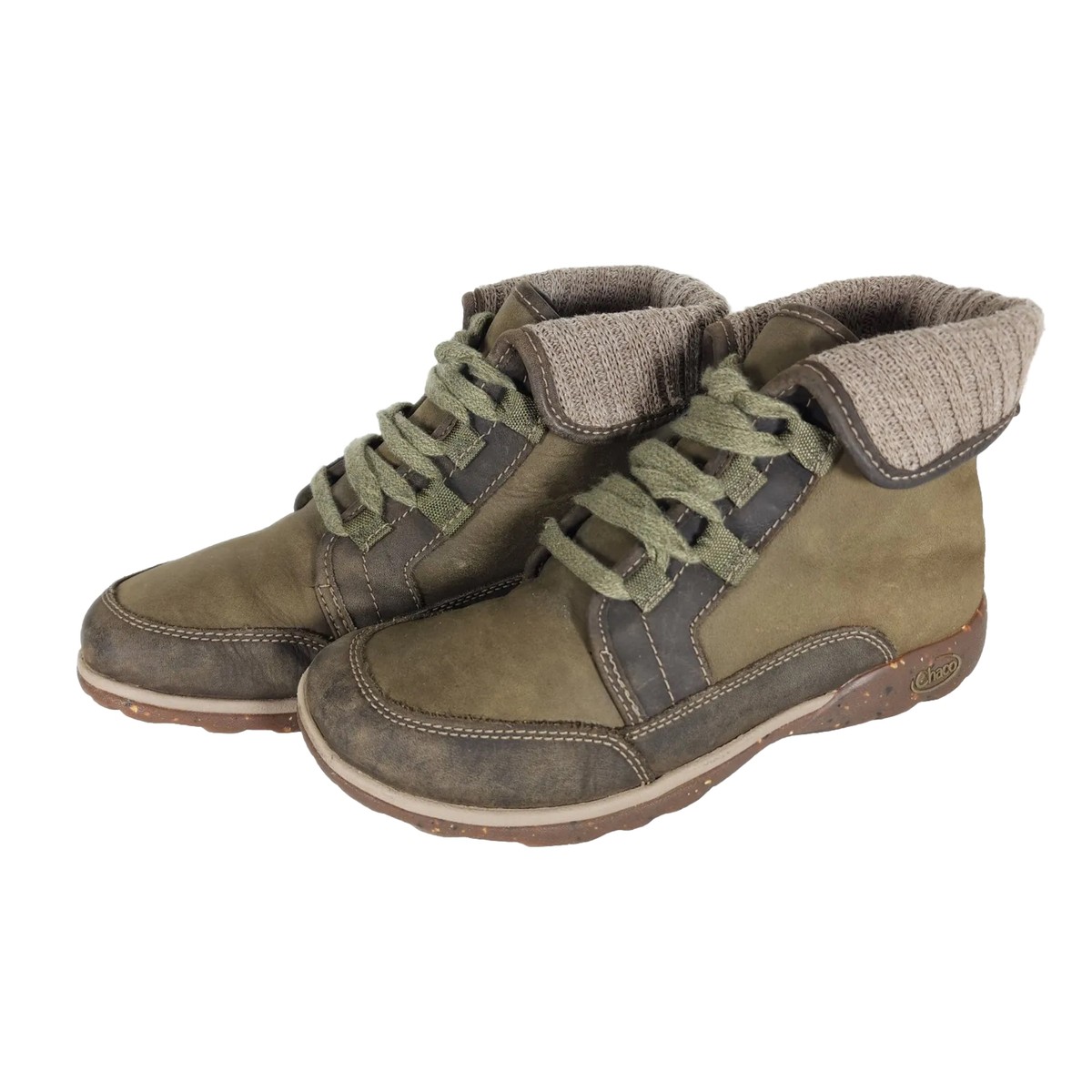 Chaco Women's Barbary US 6,5 Leather Green Lace-Up Ankle Booties Boots