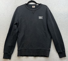Levis 501 Sweatshirt Mens Medium Black White Logo Pullover Classic Outdoor Basic