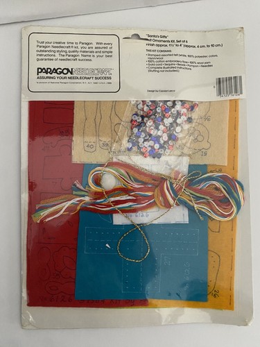 Vtg Felt Ornament KIT Paragon Needlecraft 6126 CHRISTMAS COLLECTION Santas Gifts - 第 4/5 張圖片