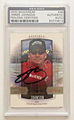 Jimmy Johnson Rookie Card 2000 Maxximum Jimmie Johnson NASCAR Signed Rookie RC Card #38 PSA/DNA ...