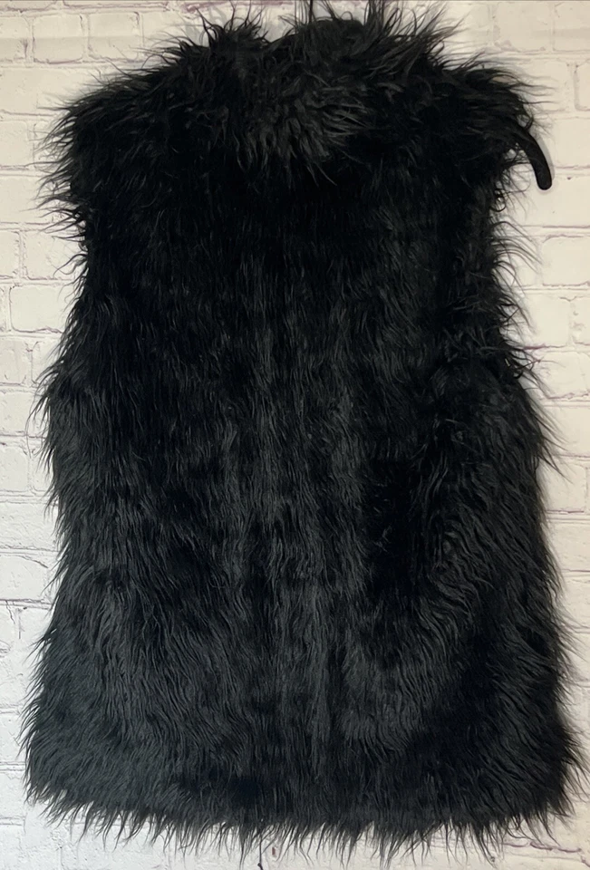 Michael Michael Kors Vest Womens Black Faux Fox Fur Medium Hook N Loop Vest - Image 4 of 4