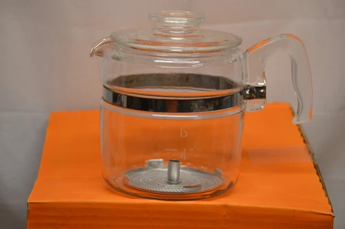 VINTAGE PYREX GLASS COFFEE POT PARTS TOTAL 3 NO CHIPS OR CRACKS 6 CUP