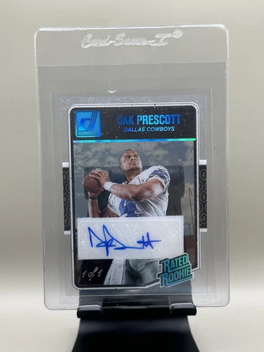 DAK PRESCOTT 2021 Donruss Clearly RETRO RATED ROOKIE AUTO PLATINUM HOLO 1/1